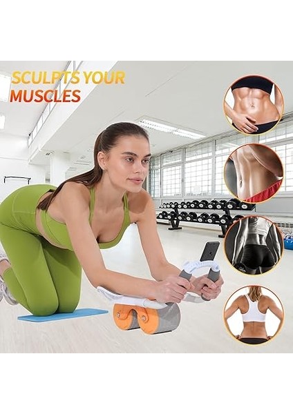 Karın Kası Göbek Eritici Abdominal Ab Roller Telefon Tutuculu Sayaçlı Turuncu indirimleri