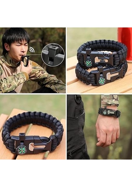 5'i 1 Arada Çok Fonksiyonlu Hayatta Kalma Bilekliği Pusula, Düdük, Çakmak Taşı ve Şemsiye Ipi Bileklik fiyatları