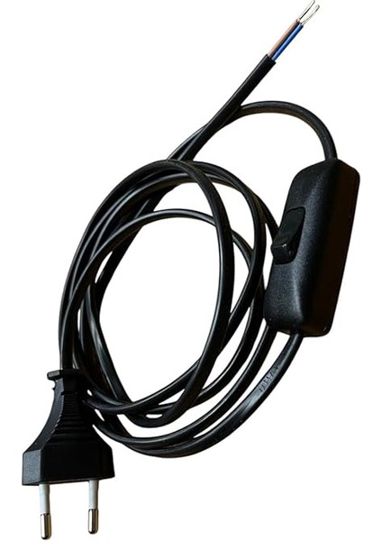 & Anahtarlı Arapuarlı Hazır Kablo | 2 Metre Siyah Uzatma Kablosu | 0,50 Mm² Kesit | Aplik, Abajur, Masa Lambası, LED Trafosu ve Tuz Lambası Için fırsatları