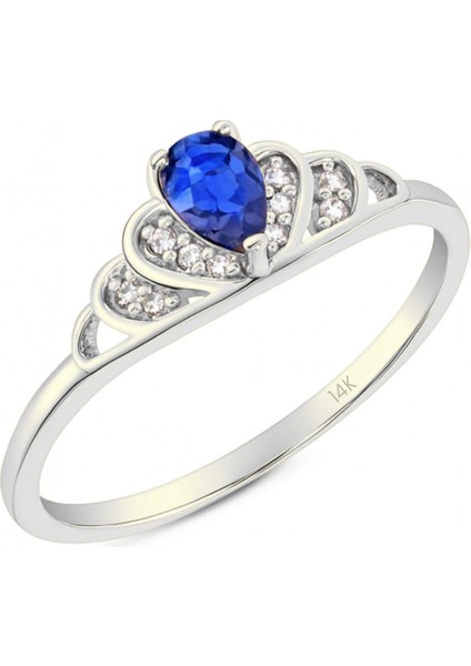 14 Ayar Altın Prenses Tacı Safir Yüzük fırsatları