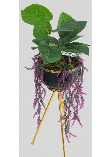 Gold Üç Ayaklı Premium Tropikal Yaprak Aranjmanı modelleri