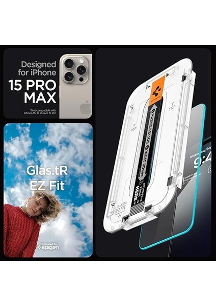 iPhone 15 Pro Max ile Uyumlu Cam Ekran Koruyucu Kolay Kurulum Glas.tr Ez Fit Slim Hd - AGL06878 modelleri