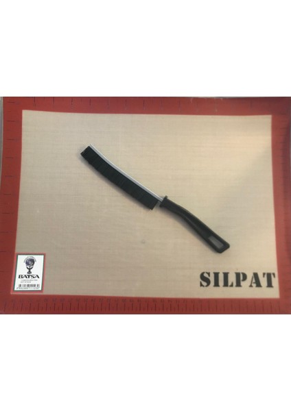 -Silikon Fırın Matı Yanmaz Yapışmaz Yıkanabilir Pişirme Matı Silpat + Detay Temizleme Fırçası