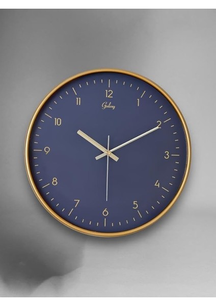 D-218-A Siyah Kadran 30 cm Sessiz Akar Duvar Saati Gold