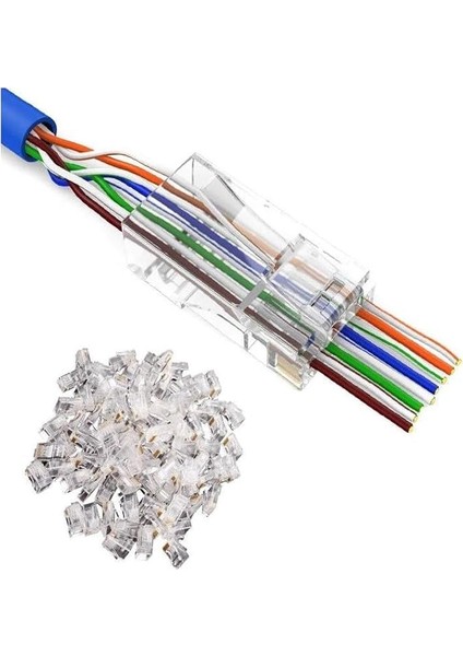 RJ45 Cat6 Yeni Nesil Delikli Jack Konnektör 100 Adet