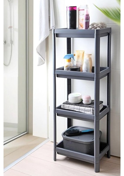 Home 4 Katlı Geçmeli Plastik Banyo ve Mutfak Organizeri, Kolay Montajlı 4 Katlı Raf, Mutfakta ve Banyoda Kullanım Için Ideal, Dayanıklı Depolama Çözümü (Antrasit Gri) fiyatları