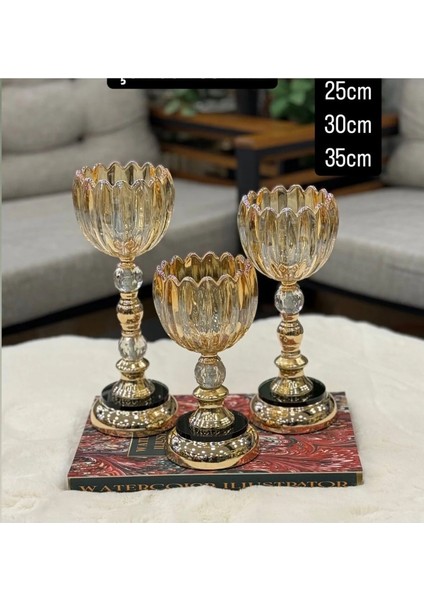 3'lü Şamdan Dekoratif 35-30-25 cm fiyatları
