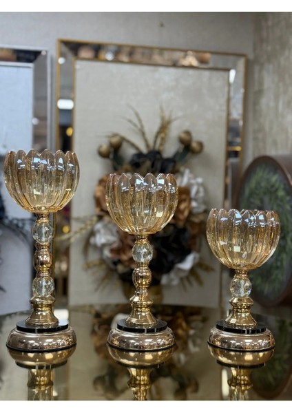 3'lü Şamdan Dekoratif 35-30-25 cm modelleri