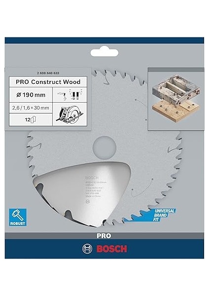 Professional Accessories Dairesel Testere Bıçağı 190 Mm, 12 Diş, Construct Wood fiyatları