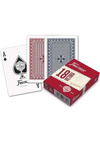 Poker Oyun Kartları Nº 18, Standart Endeks, Kırmızı / Mavi