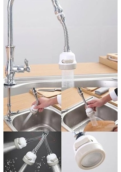 Plastik 3 Fonksiyonlu Mutfak Lavabo Başlığı 360 Derece Döner Musluk Ucu Kireç Tutmaz 1410 fiyatları