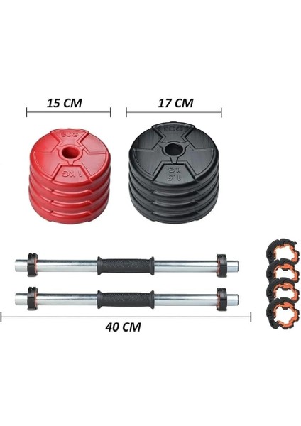 11 kg Dambıl Seti Blackred 6 In 1 Fitness Set fiyatları