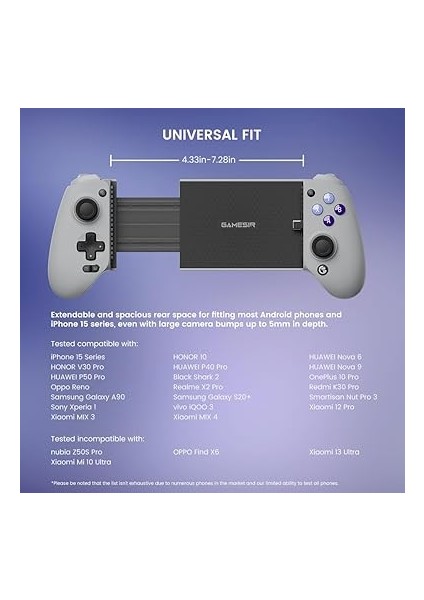 ve iPhone 15 Serisi Için Gamesir G8 Galileo Mobil Oyun Denetleyicisi (Usb-C) - Hall Effect Joystick'leri ve Tetikleyiciler, 3.5 mm Ses Jakı - Xbox, Playstation ve Diablo Immortal Oyna modelleri