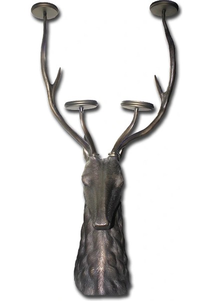 Metal Geyik Büstü Şamdan 112 cm LIV1763