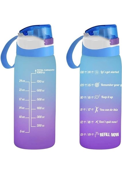 161646-160 Su Şişesi - Motivasyon Su Matarası - Suluk Mavi