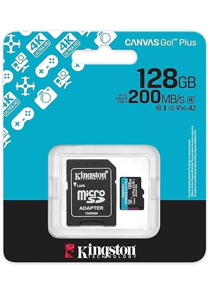 128GB Canvas Go Plus Microsd Card | Up To 200MB/S | Class 10, Uhs-I, U3, V30, A2 | SDCG4/128GB modelleri