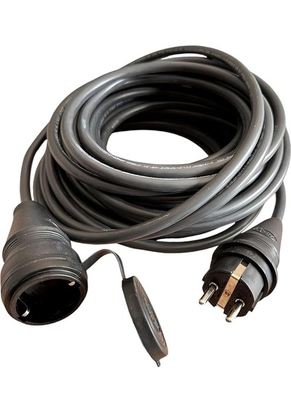 Elektrikli Araba Şarj Uzatma Kablosu TOPRAKLI%100 Bakır 3x2.5mm (Siyah, 20 Metre)