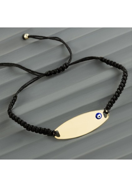 Oval Isim Yazılabilir Boş Plaka Örgülü Bileklik