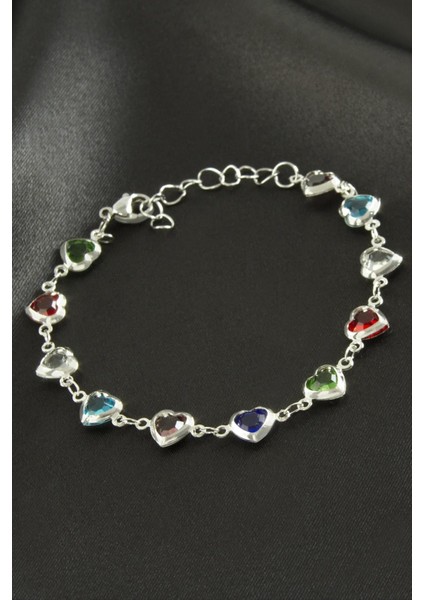 Kalp Kristal Taşlı Çelik Bileklik