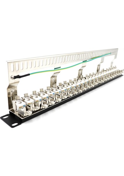 Cat7 Patch Panel 24PORT CAT7/CAT6A Ftp Patch Panel Tam Korumalı Dahil. 24X Cat7 Korumalı Keystone Adaptörü 1u 19 Inç (Yurt Dışından)