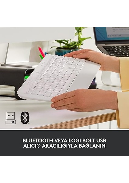 Signature K650 Tam Boyutlu Kablosuz Klananye, Bilek Desteği, Ble Bluetooth Naneya Logi Bolt Usb, Derin Yastıklı Tuşlar, Tuş Takımı, Pc/windows/mac ile Uyumlu, Beyaz fırsatları