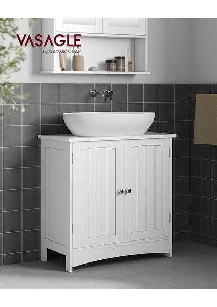 2 Kapılı Lavabo Dolabı, Banyo Dolabı, Ayarlanabilir Raflar, Bol Depolama Alanı, 60 x 30 x 60 Cm, Beyaz BBC01WT fiyatları