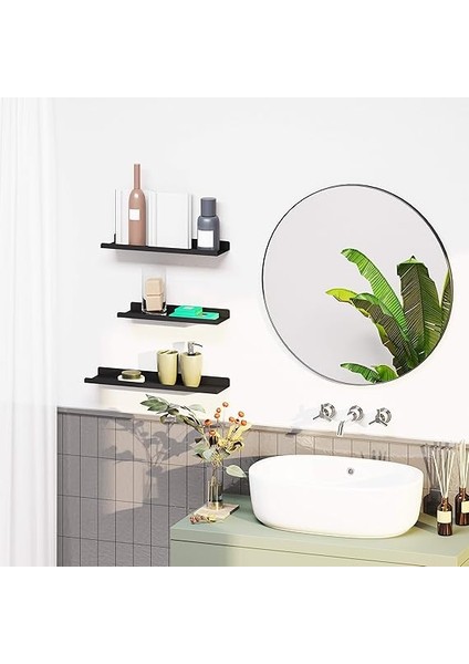 Metal Duvar Rafları, 3'lü Set, Yüzer Raflar, Endüstriyel Tasarım, Duvar Panoları, Dekorasyon Için, Resim Çerçeveleri, Rafları Takmak Için 6 Vidalı, Farklı Düzenler, Siyah LFS12BK indirimleri