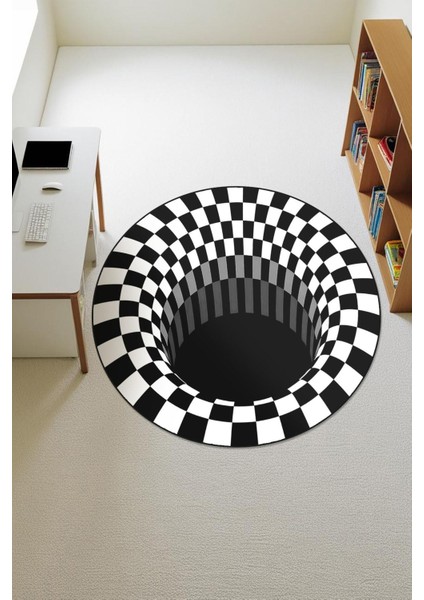 3D Modern Desenli Yuvarlak Dijital Baskı Kaymaz Tabanlı Halı H0336