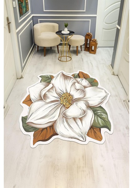Modern Çiçek Desenli Lazer Kesim Dijital Baskı Kaymaz Tabanlı Halı H0433