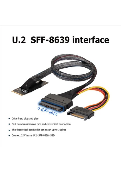 2x M2TO8639 M 2 M-Key - U 2 SFF-8639 Adaptör Kablosu Sata 15-Pin Dişi Konnektörlü (Yurt Dışından) modelleri