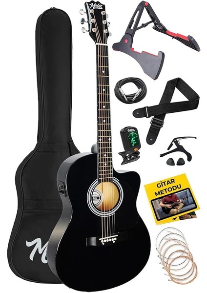 RG-560BK Pack Siyah Elektro Akustik Gitar Full Set Ekolayzerli 40 Inç 4/4 Yetişkin