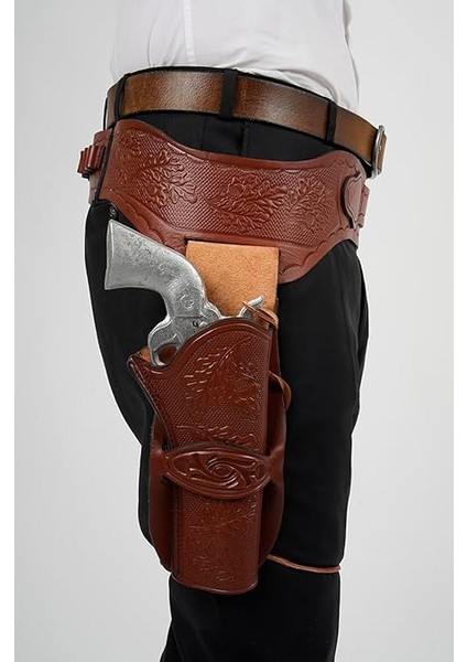 Caka Batı Kovboy Tabanca Kılıfı, Deri, Özelleştirilmiş Kemer, 35-45 Kalibre Uyumlu, 20 Mermi Kapasiteli fırsatları