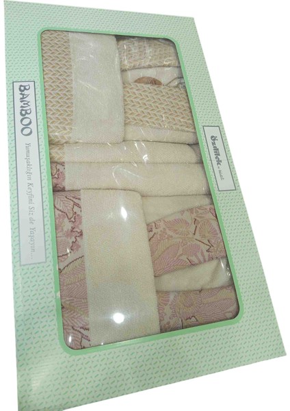 6 Parça Bamboo Bornoz Seti Candidum Krem-Pembe/krem-Bej