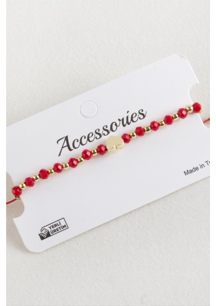 Kalp Kristal Makrome Ip Bileklik