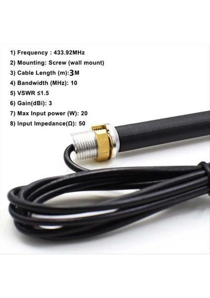 Herhangi Bir Kapı Otomasyon Kontrol Panosu Veya Alıcıları Için Kablo ile Kapı Garaj Radyo Sinyali Için Evrensel 433MHZ Anten (Yurt Dışından) modelleri