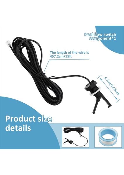 Akış Anahtarı Düzeneği 15 Ayak Kablolu Otomatik Havuz Akış Sensörü Yeniden Kullanılabilir Havuz Sensörü Tuz Sistemi Için Kurulumu Kolay (Yurt Dışından) fiyatları