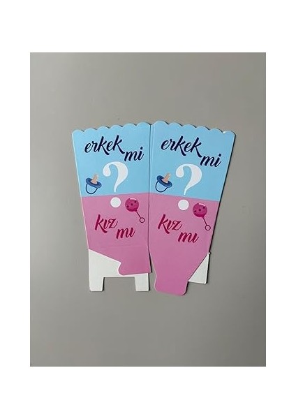 Kız Mı Erkek Mi Popcorn Kutusu, 8'li Set, Baby Shower ve Cinsiyet Partisi Için Mısır Kutuları, Mavi-Pembe modelleri
