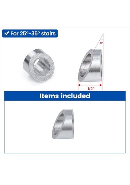 80 Paket 3/8ın Paslanmaz Çelik Kablo Korkuluk Kiti Açı Eğimli Yıkayıcı 25 30 35 Derece Güverte Merdiven Korkuluk Sistemi (Yurt Dışından) fiyatları