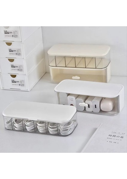 Kapaklı Kompakt Şeffaf Masaüstü Kablo Düzenleyici Kutu - Ev Düzenlemesi Için Kablosuz ve Şarj Cihazı Depolama Çözümü B (Yurt Dışından) modelleri