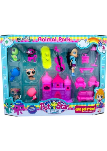 Littlest Pet Shop Neşeli Minişler Animal Park Pet Star Minişler Pembe Kuşlu Model Set 16 Parça