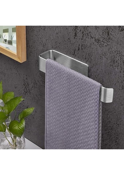 Paslanmaz Çelik Havluluk 27CM Uzun - Kendinen Yapışkanlı - Havlu Askısı Model: Stuttgart