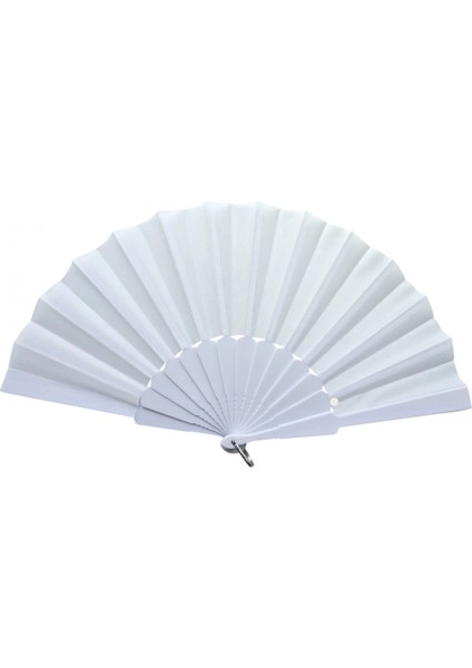 Plastik Düz Kumaş Yelpaze 12'li Beyaz