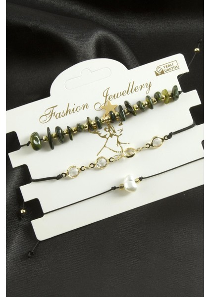 3 Adet Yıldız Kırık Doğaltaş Bileklik