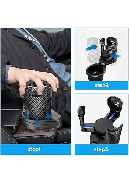 Bardak Tutucu Genişletici Adaptör, Araca Monteli Çok Amaçlı Otomatik Su Bardağı Içecek Tutucu, 360 Derece Dönen Araba Çift Bardak Montajı Ayarlanabilir Stand Genişletici indirimleri