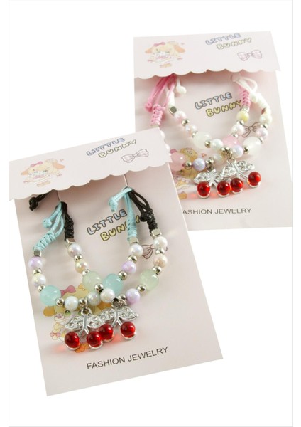 2 Adet Kiraz Zirkon Taşlı Lüks Ip Bileklik