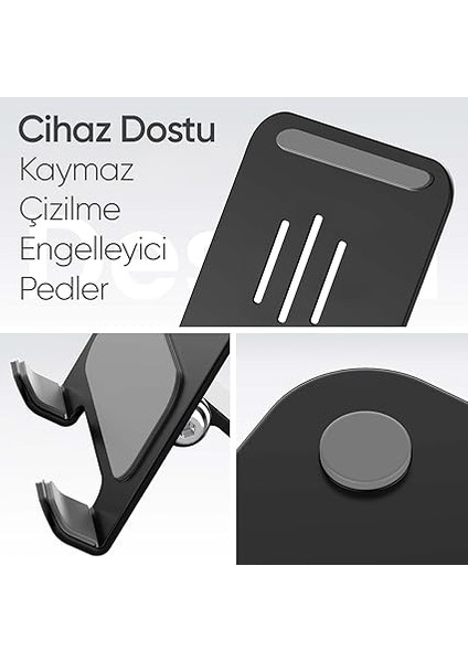 Çok Yönlü 360° Dönebilen Metal Gövdeli Telefon Standı Ayarlanabilir ve Katlanabilir Masa Üstü Ev ve Ofis Kullanımı Için Tüm Telefonlarla Uyumlu Tutucu (Gümüş) fırsatları