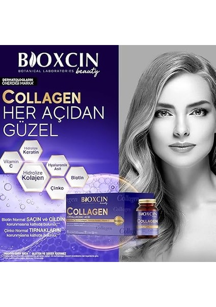 Beauty Collagen 30 Saşe 10.000 Mg – Tip 1 Tip 3 Hidrolize Kolajen, Hyaluronik Asit, Vitamin C ve Biotin Içeren Takviye Edici Gıda fiyatları