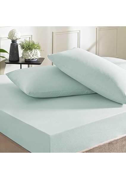 Ranforce Basic Düz Pamuk Çarşaf, Mavi, Tek Kişilik