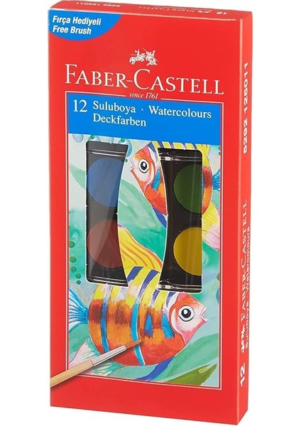 Suluboya 12 Renk, Küçük Boy, Parlak ve Örtücü Renkler, Kağıt Yüzeylere Uygun, Karışabilir
