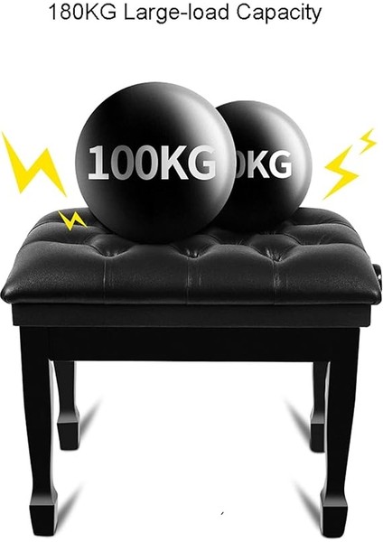 Suni Deri Piyano Taburesi, Su Geçirmez Minderli, Zarif At Nalı Ayakları 10 cm Yükseklik 58 x 41 x 48 58 cm Siyah/kahverengi modelleri